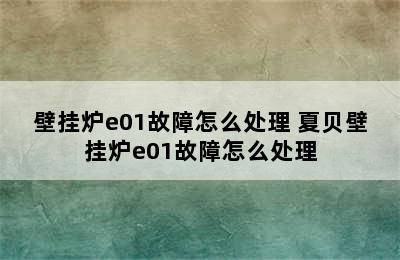 壁挂炉e01故障怎么处理 夏贝壁挂炉e01故障怎么处理